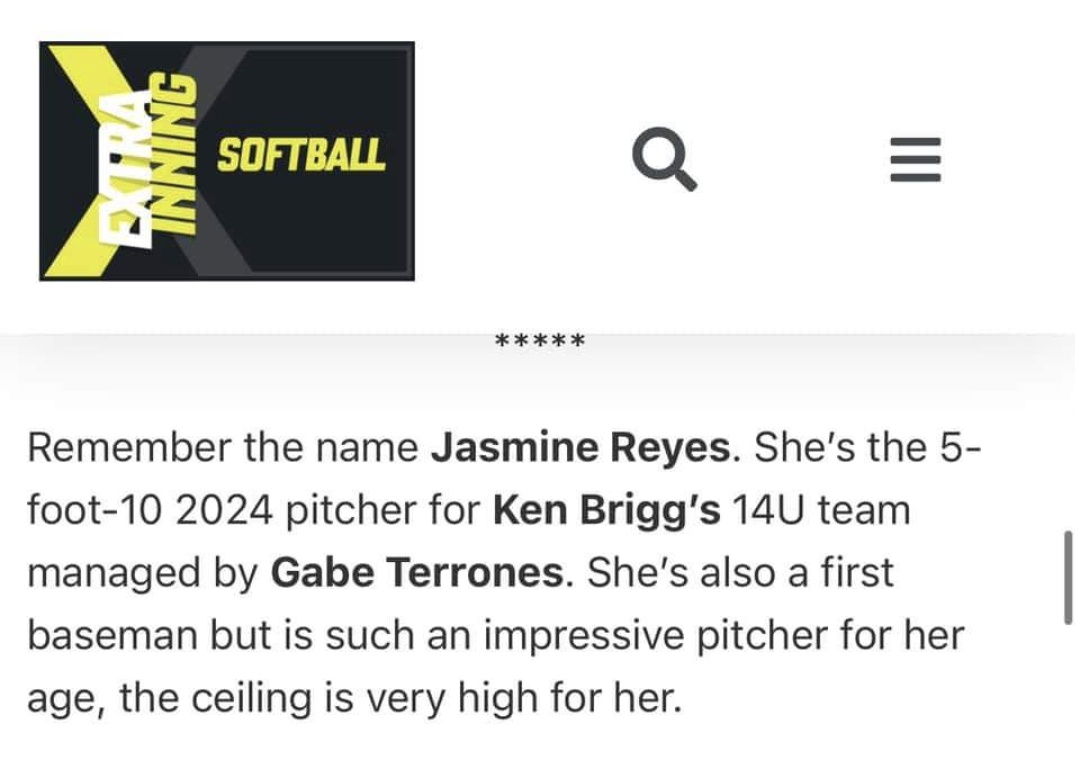 RMHS_Softball's tweet photo. Atta girl @JazReyes2024!
BTW our other 6' pitcher &amp; 5'9" catcher (both 2023s &amp; 16U eligible) just finished Top 10 @ @PGFnetwork in 18U Division last week with @ashley11_j @ChoppersAshley. The ceiling is very high for our team! @ExtraInningSB @BBOS_Nation @vcspreps @TheAcornSports https://t.co/Dz5nDGfIkt
