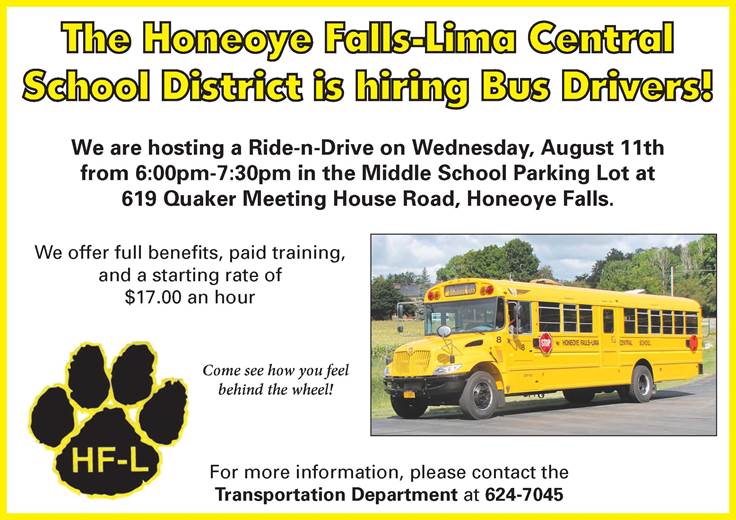 HFLBUS's tweet photo. Come meet us at the HF-L Middle School on Wed Aug 11th  @ 6:00 to "See How You Feel Behind the Wheel"!! https://t.co/yh8b2l88bv
