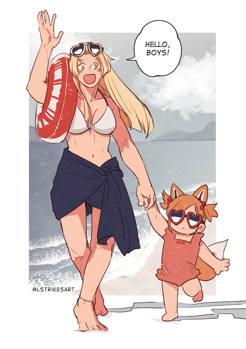 #jjk Tiger Cub AU: day at the beach 🏖️ part 3 