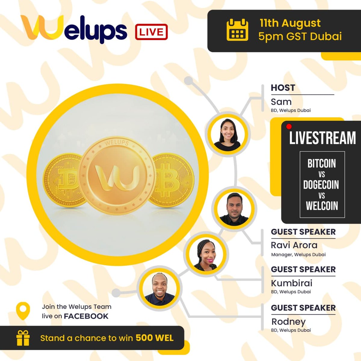 Welups_'s tweet photo. Livestream's 😍
 at 5:00 pm GMT +4 , August 11th.  
🌟 Topic: Bitcoin Vs Dogecoin Vs WELcoin 🌟    
 https://t.co/ZBjucjAsuS    

#Welups #Wel #Wel_1Dollar  #Wel_to_the_moon #Blockchain #NFT #Identification #Exchange #invest #digitalcurrency #WELecosystem #LIVE #bitcoin #Dogecoin https://t.co/3XS8GJQzjM