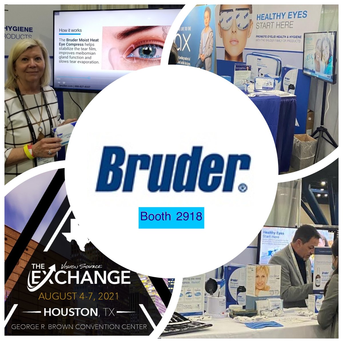 Bruderhc's tweet photo. Attending The Vision Source Exchange Meeting in Houston?
Join the @Bruderhc team in Booth 2918 to learn how Bruder can help your patients with the best in at-home hygiene and dry eye care products including the #1 doctor recommended Bruder Mask.
#VSX21 #dryeyecare #brudermask https://t.co/laaeNQqp8M