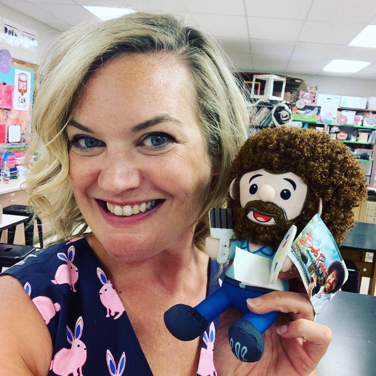 teachcentart's tweet image. The sweetest 5th Grader surprised me with this AMAZING Bob Ross doll!!! #centkidsarethebest #thanksandrew #teachcent #teachcentart