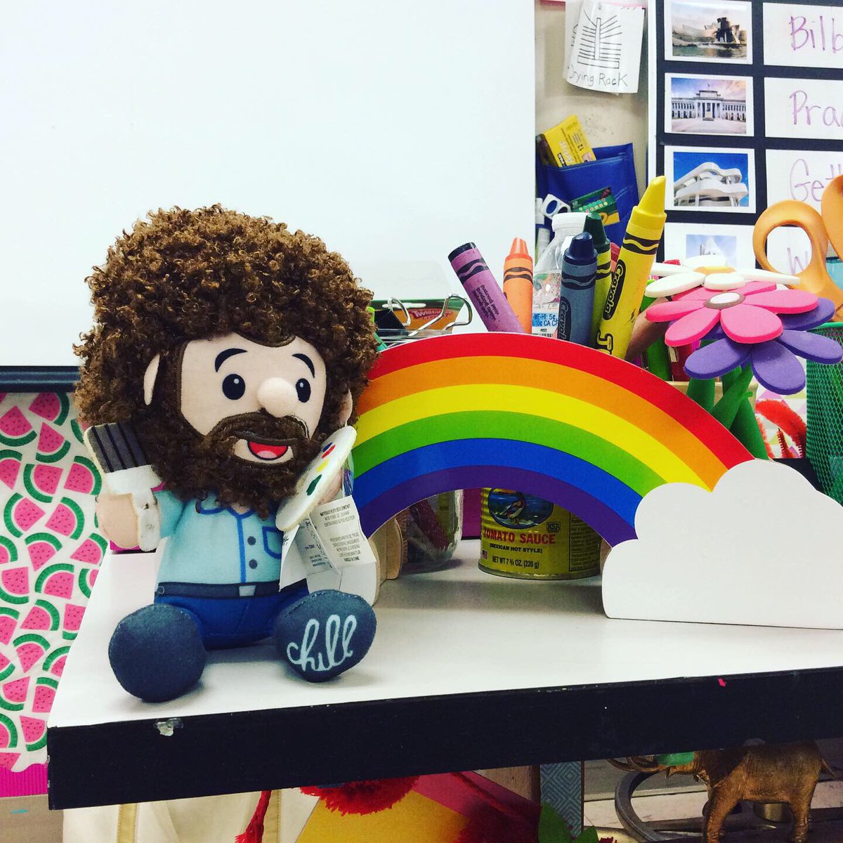teachcentart's tweet image. The sweetest 5th Grader surprised me with this AMAZING Bob Ross doll!!! #centkidsarethebest #thanksandrew #teachcent #teachcentart