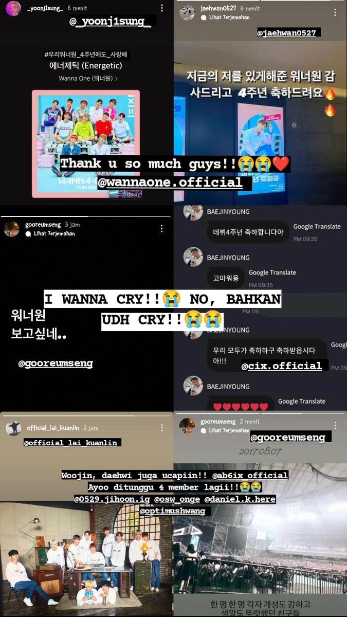 AKUU SENEENG BGT!!😭😭 MAKASIIH SAYAANG UDH SEMPETIN BUAT UCAPIN😭 AKU NANGIS BENERAAN!!😭😭 YUUK 4 MEMBER LAGII!!❤️
@WannaOne_twt @CIX_Official @Official_YJS_ @HSW_officialtwt @AB6IX @KJH_officialtwt @konnect_danielk @LAI_KUANLIN_twt @Park_Jihoon_twt @NUESTNEWS @officialtwt_OSW