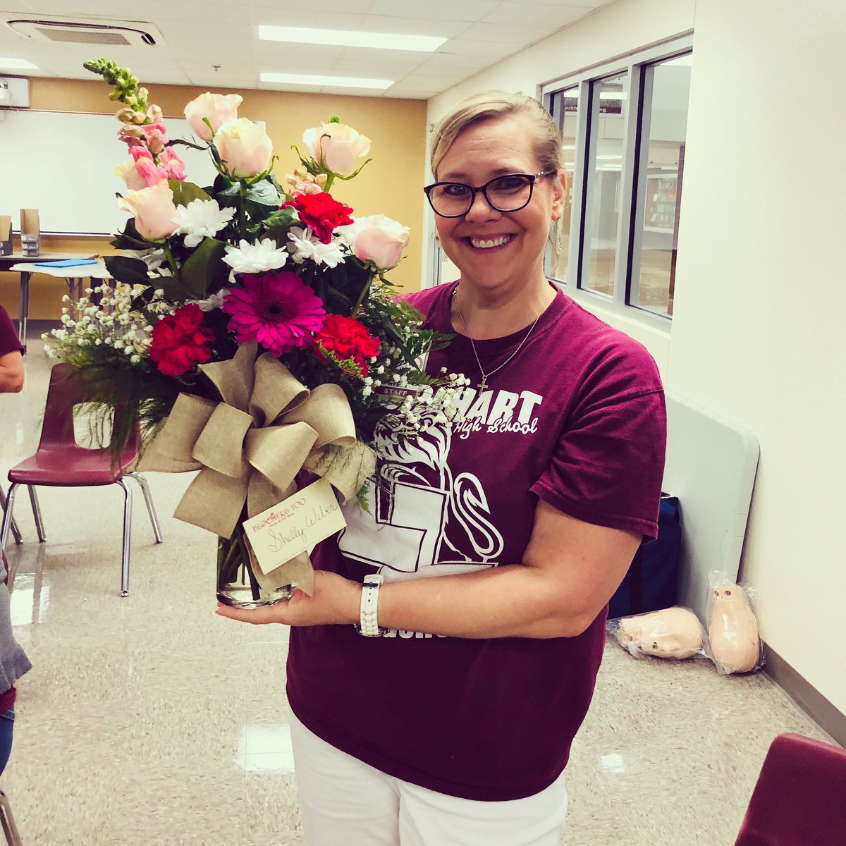 LauraBrast's tweet photo. I want to wish our very own @LockhartISD Health Services and Wellness Coordinator - Shelly Weber a Happy Birthday! I hope you have a wonderful weekend. This school year is going to be another wild ride for us all! 🥳🩺♥️ #LoveMyLISD #schoolnurselife #bossbday #GoAwayCovid https://t.co/4RErvxzYmO