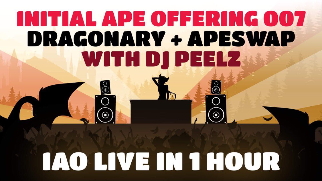 ApeBond's tweet photo. Almost time… #DragonaryIAO live in one hour! 🐲

Come jam w/ @NattySanuk while you wait for the #InitialApeOffering 🎧

DJ Peelz is now live ⤵️
https://t.co/UiC4koiSpL https://t.co/RZMiEN9KRp