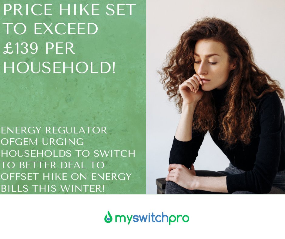 MySwitchPro's tweet image. Ofgem advising all domestic users in default energy deals that prices will be going up to cover suppliers' costs! Urging customers to shop around for the best tariffs as the price hike set to pass £139 per household.

Now is the time to visit MYSWITCHPRO
#ofgem #price