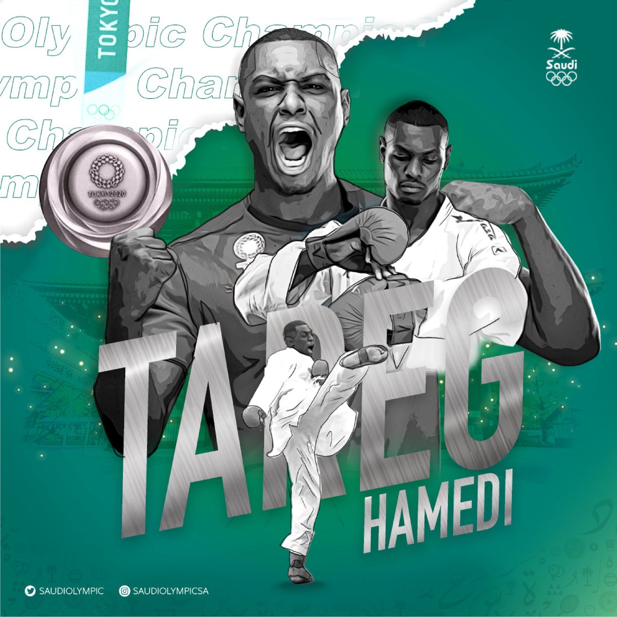 الف مبروك للبطل السعودي #طارق_حامدي حصوله على الميدالية الفضية 🥈في #الكاراتيه في #طوكيو2020 🇸🇦 تستاهل الذهب يا بطل