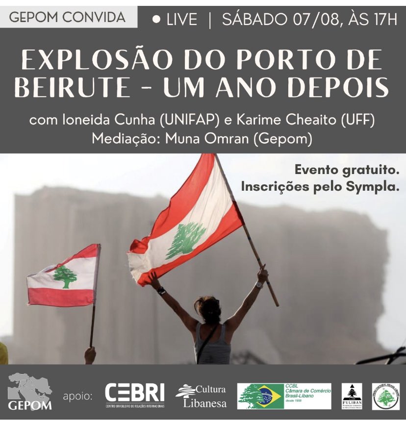 StudiesUff's tweet photo. Live hoje, promovida pelo @gepom2020, discute a situação do #Libano um ano após a explosão no porto de #Beirute. Participação de Karime Cheaito, mestranda @StudiesUff #middleeast #beiruth #defesa #estudosestrategicos #relacoesinternacionais @CEBRIonline https://t.co/VMXSukkFz8