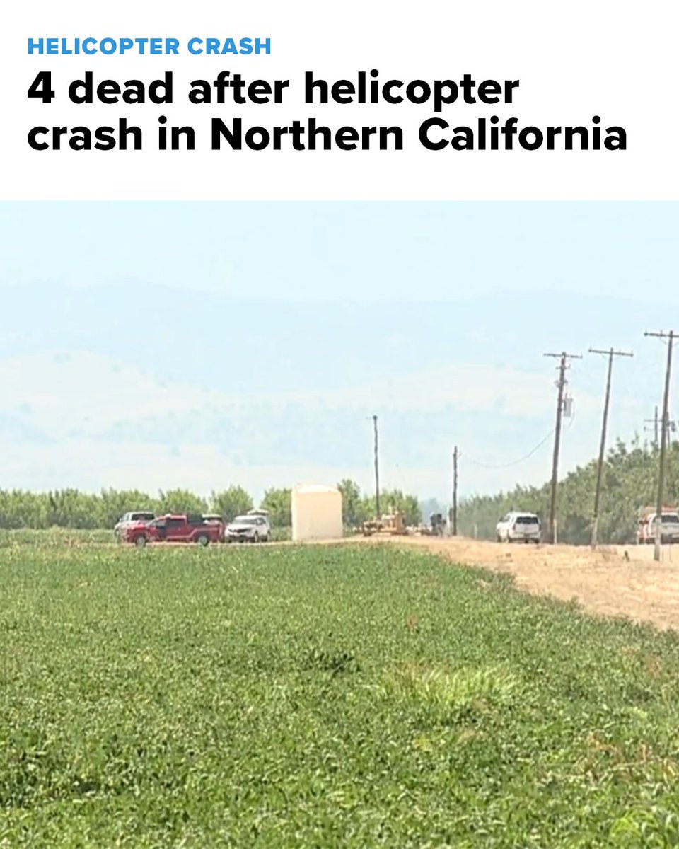 RT @NewsNationNow: 4 dead after helicopter crash in Northern California
https://t.co/5DQjTf97Pn https://t.co/mtxuZRxnFx