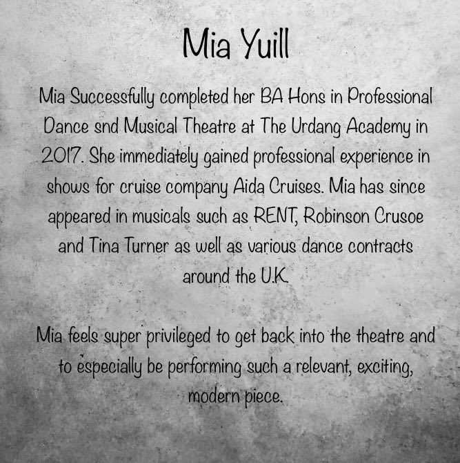 MEET THE CAST…

@MiaYuill 

“FEELS SUPER PRIVILEGED TO GET BACK INTO THE THEATRE”

#britishplay #privileged #support
#london #urdang #theatre #tickets