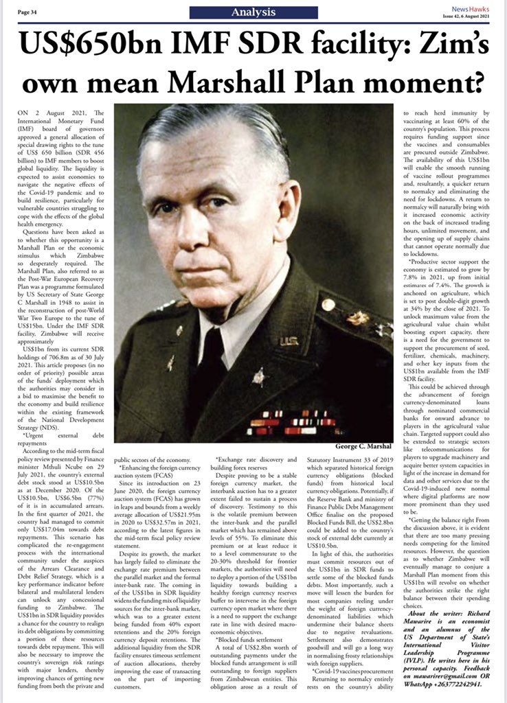 My opinion on how Zimbabwe can get the best out of the IMF Special Drawing rights facility. Check this week’s edition of the @NewsHawksLive