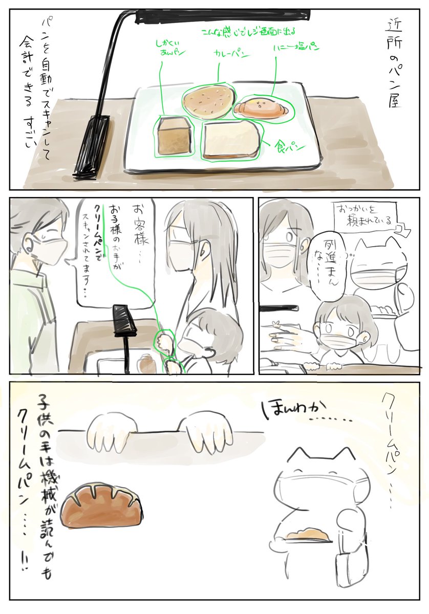 お客様 商品のパンを自動でスキャンしてくれるお店で買ったはずのないクリームパン２つがスキャン 原因はかわいい商品にあった Togetter