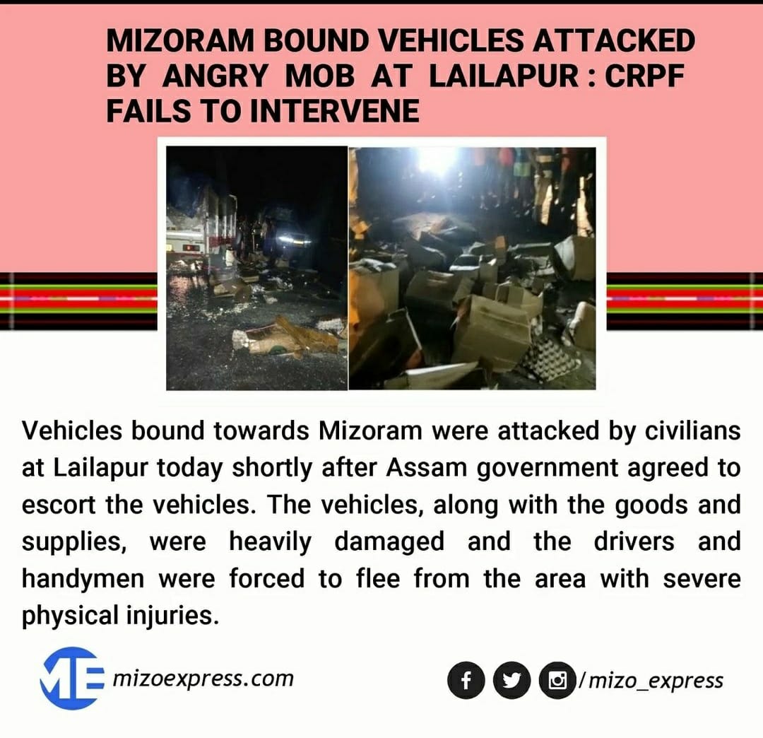 MikeMic64573390's tweet photo. SP Silchar police should be hauled up in  a court of law for fake escort. Assam police having promised safe escort have abdicated their duty at Lailapur.The gov.of Assam is responsible for the plight and sufferings of Mizo drivers and passengers at Lailapur.#AssamPoliceFakeEscort https://t.co/t4cILb601Z