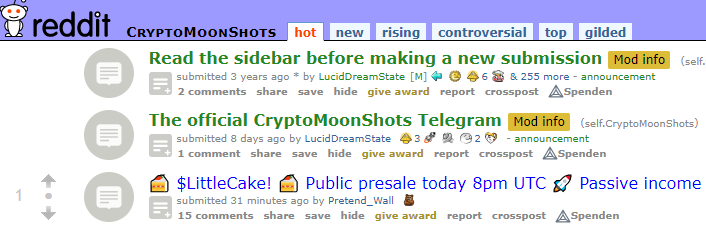 LittleCakeCoin's tweet photo. Number 1 in trending on reddit https://t.co/qjHFLok6Qp