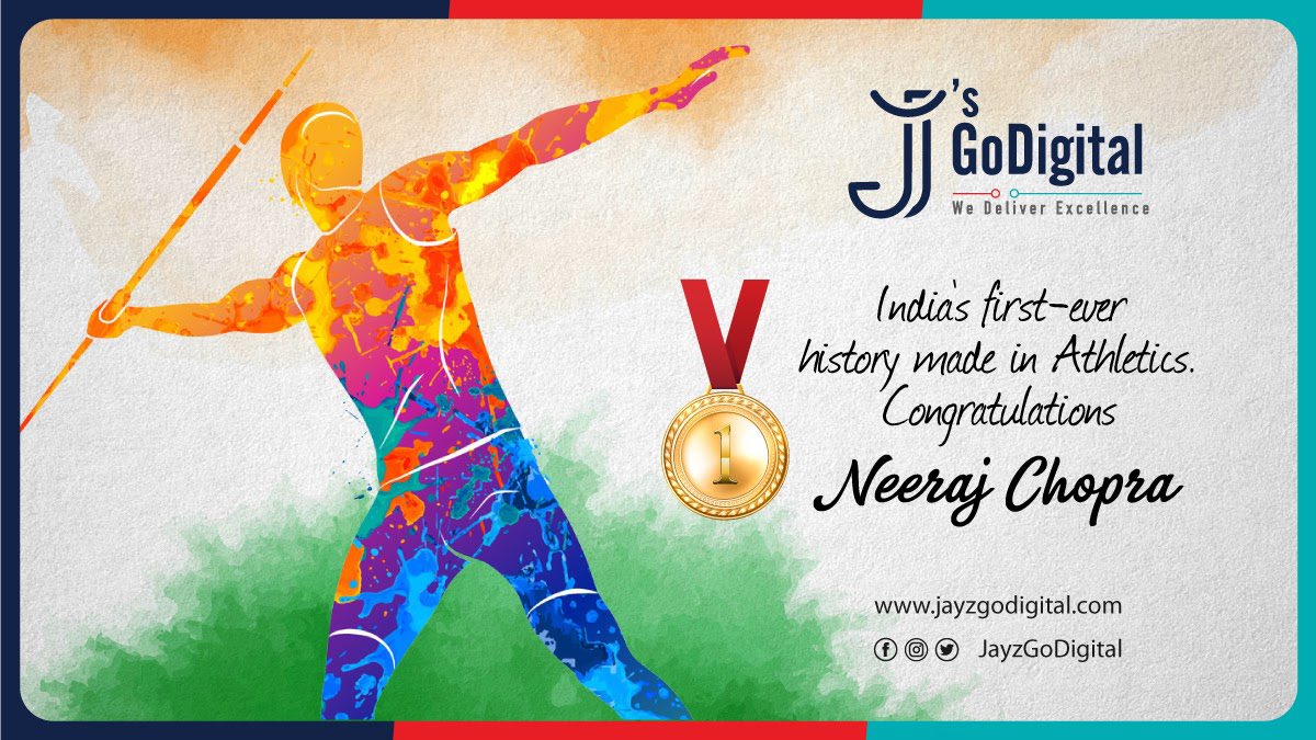 jayzgodigital's tweet photo. Proud of your feat #NeerajChopra! You made us feel proud!! It's been a dream come true for a century!! #kudos #thankyou #congratulations #olympics2020 #indiaatolympics #athletics #goldmedal #Javelin #jayzgodigital https://t.co/zJ8RAMeD6K