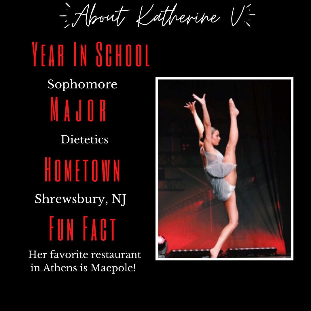 ✨MEET THE TEAM✨
Get to know our sophomore and 1st year Dance Dawg Katherine V!

#GoDawgs #UGADanceDawgs #MeetTheTeam