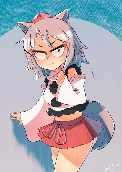 ちょっとフリフリだったり露出の高い服を着せるとすぐ恥ずかしがって逃亡する椛😃
#犬走椛 