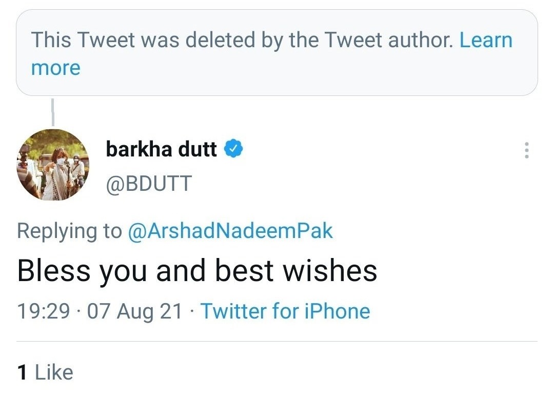 MJ_007Club's tweet photo. Thank God, Panauti Barkha Dutt didn't wish #NeerajChopra 🙏

#राजीव_गांधी_पनौती_था #Panauti https://t.co/iCW494vPYX