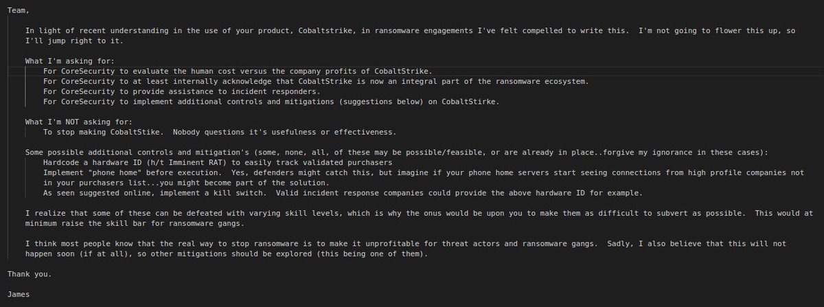 An open letter to @CoreSecurity regarding #CobaltStrike:

gist.github.com/silence-is-bes…