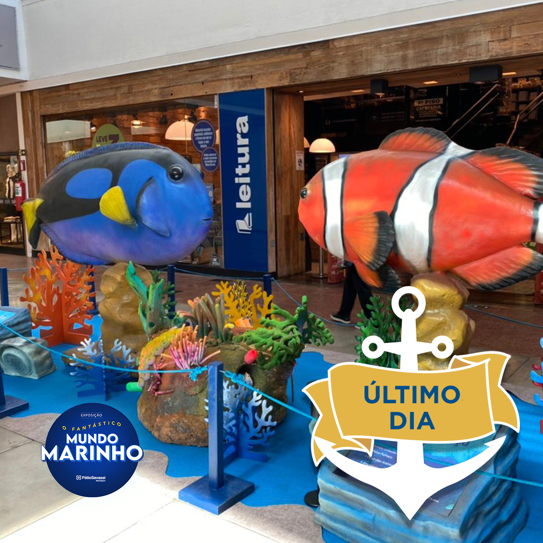 🐳Amanhã é o último dia para se sentir no fundo do mar. 🐟O "Fantástico Mundo Marinho” fica até hoje, sábado, até as 21h. 🐠Se você ainda não passou por aqui, venha viver essa experiência. 🐳Exposição GRATUITA. 🐬Pela primeira vez em BH. 🐟Esperamos por você!