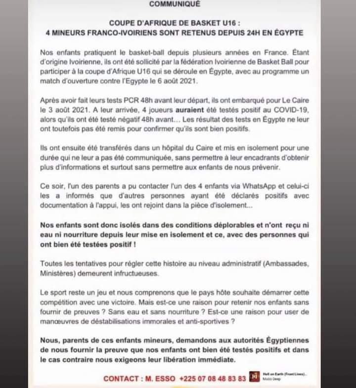 eben_yao26's tweet photo. 4 joueurs de notre équipe de basket U16 auraient été isolés dans un centre médical en piteux état pour des cas de covid (ils n'ont eux même pas vu les résultats).Les parents inquiets sont obligés de faire jouer la nationalité française des enfants...La Côte d'ivoire dort. https://t.co/xOGaiPAeLY