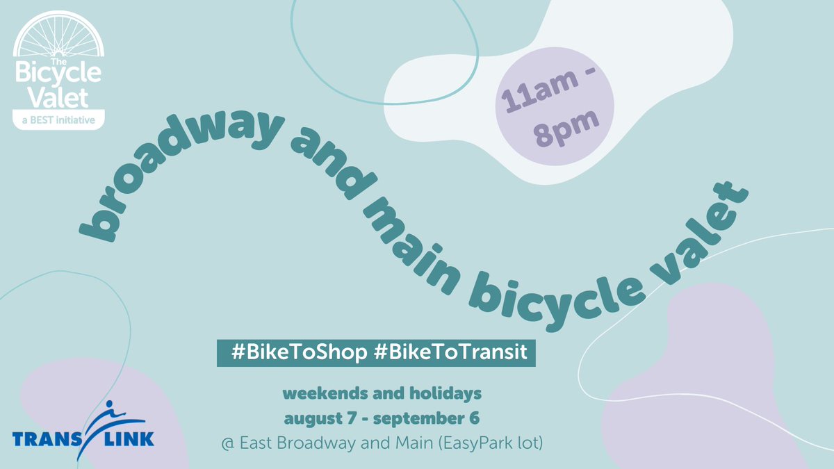 greenestcity's tweet photo. Enjoy all that Broadway and Main have to offer with the security of safe, free Bicycle Valet parking this summer. Starting August 7, park your bike on weekends and holidays from 11AM -8PM. Bicycle Valet is there for you! #BikeToTransit https://t.co/84sywzDVNX