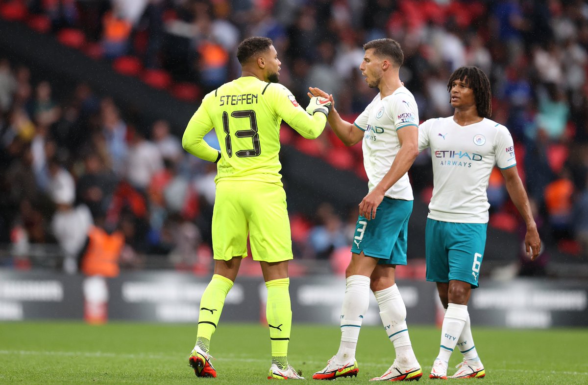 ManCity's tweet photo. .@zacksteffen_ 🗣 "The guys played really well and fought really hard, we just got unlucky at the end. Congratulations to Leicester. They played really well and tough today. It's an unlucky night for us 💙

🔷 #ManCity | https://t.co/axa0klD5re https://t.co/fENDbhtiiI