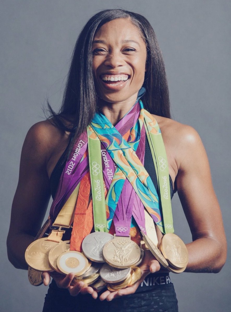 BerniceKing's tweet image. Legendary. 
Celebrating you, @allysonfelix.
🏅🏅🏅