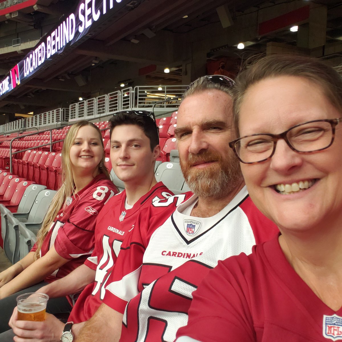 RoRuane's tweet photo. #RedSea #family #azcardinals Red &amp; White Practice - We look green screened in, but we really here! 🤣 https://t.co/D69Noxbgbx