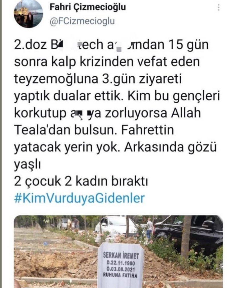 sahjaa's tweet photo. @drfahrettinkoca Aşı geldiği gün gidenlerin sonu! Al bakalım sorumluluğu? https://t.co/QqHmGMA097