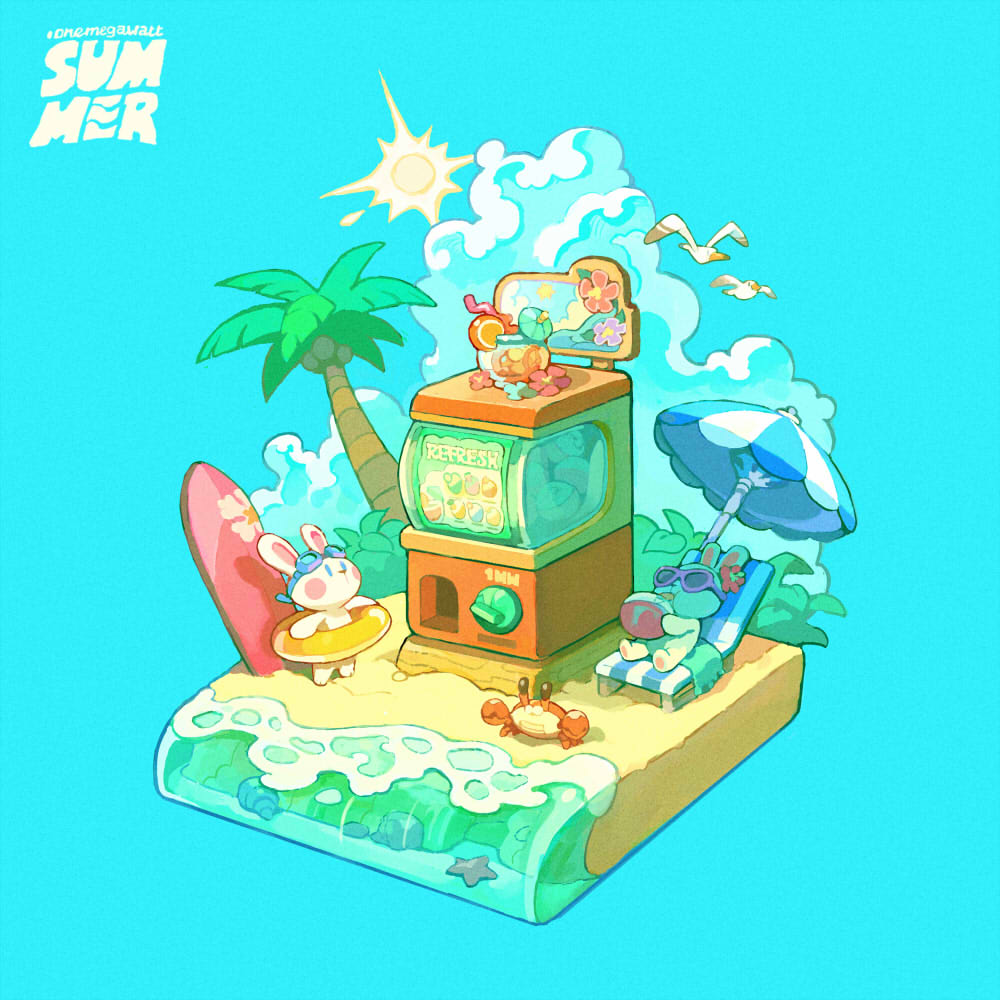 onemegawatt's tweet photo. late summer vibes 🐰🌴☀️🍹 https://t.co/bkngEKQM7x