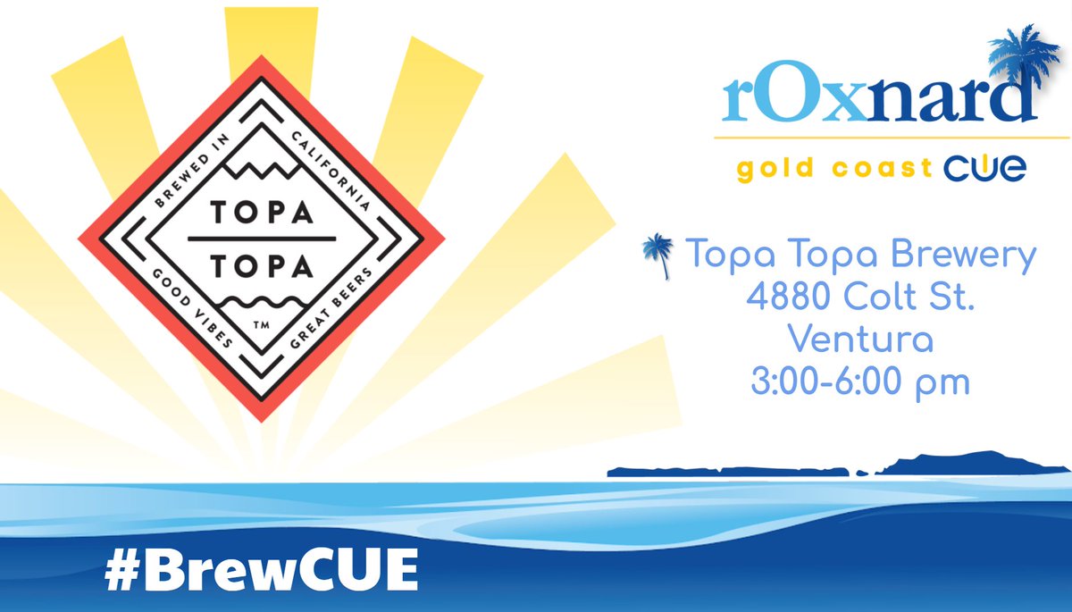 MrSorensen805's tweet photo. Join us this afternoon as we close out #rOxnard with a #BrewCUE at @topatopabrewco in Ventura (Colt St.). First-round courtesy of Franklin Covey Education. Raffle prizes from FCE, @AcerEducation & @Wipebook. Hope to see you there! https://t.co/gabd9qScz0