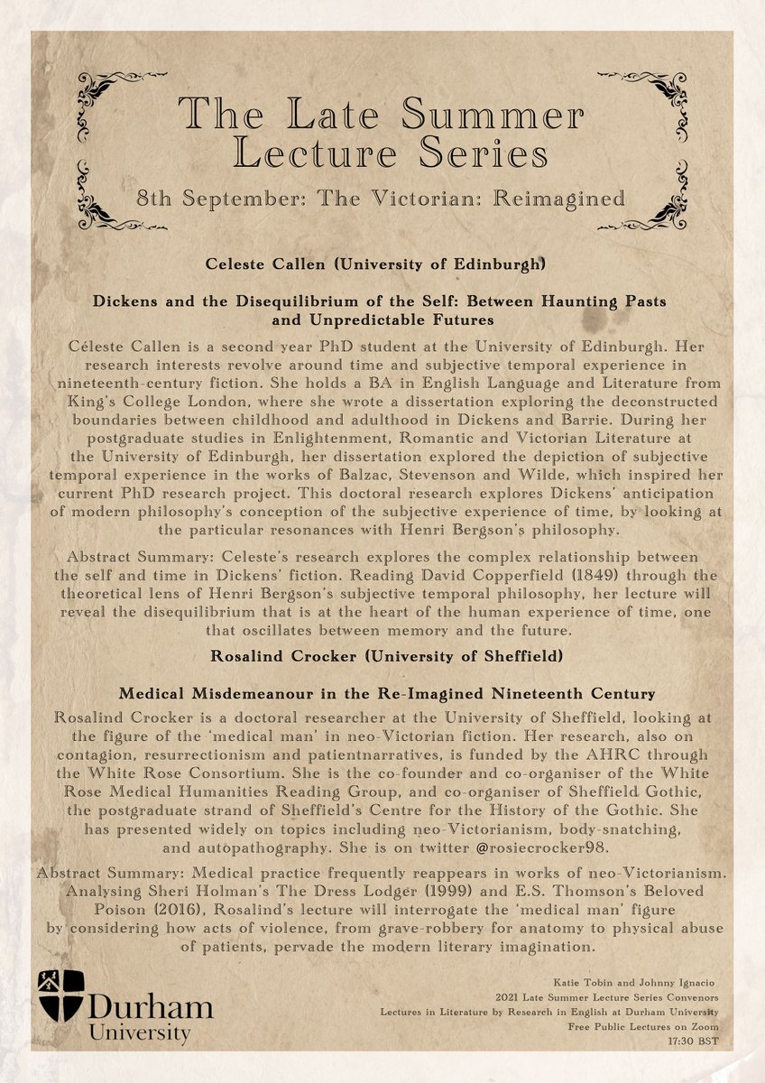 LateSummer2021's tweet photo. On the 8th of September, we revisit the Victorian Imagination with papers from @CallenCeleste and @rosiecrocker98. Follow @SheffieldGothic and @LLCatEdinburgh for more on their research! https://t.co/fUKNWy6Lt5