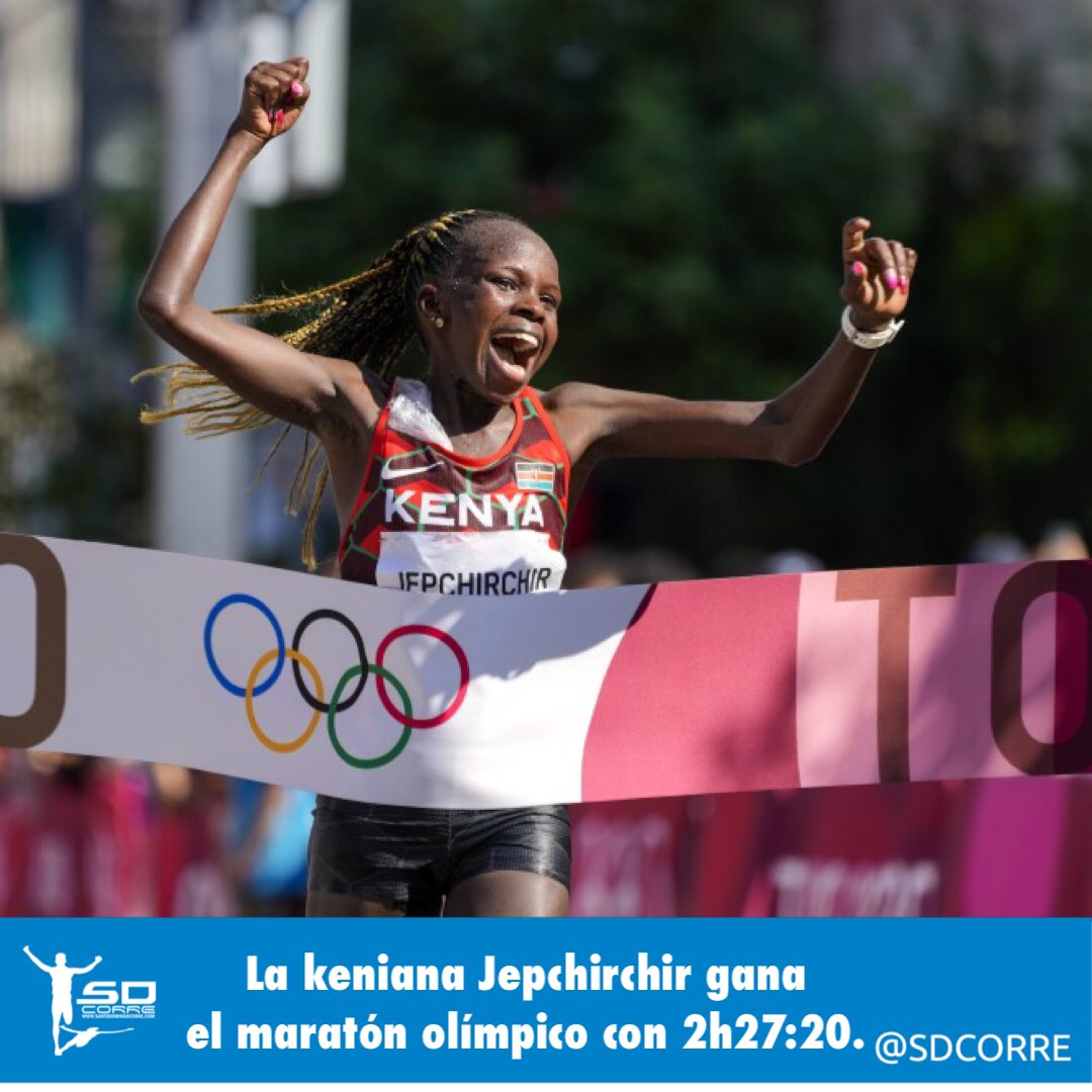 La keniana Peres Jepchirchir se corona como campeona del maratón olímpico femenino con cronos de 2h27:20, marca más lenta de la historia debido al calor y humedad a que se enfrentaron las atletas. 
Amplía esta y otras noticias en santodomingocorre.com 
 #Tokyo2020