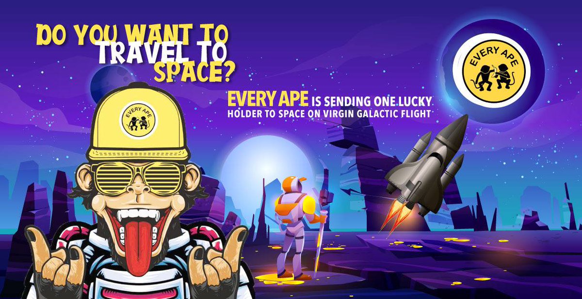 everyapetoken's tweet photo. Let's take a lucky Ape to space.  Rules are simple. 

●Join the telegram: https://t.co/KLwaSwMwC5 

●Hold a bag of $EVAPE: https://t.co/COYHNNL2g1

#EveryApe #ToTheMoon #SpaceRace #ethereum #cryptocurrency #newcoin @elonmusk @safemoonjones  @wizkhalifa  #shiba @BotOfDogecoin https://t.co/w0HbdJVS6v