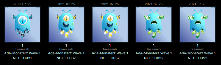 RedBerin1's tweet photo. Pulled my first 5 NFT #Adamonsterz pack today! Was really fun waiting to see which ones I got and I received 5 commons in total, only 3 unique. Hopefully better luck next time but fun nonetheless (pics attached for those curious!)...also if anyone wants to trade lmk! #ADA #NFT https://t.co/m3wMJDntDT