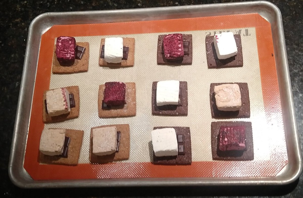 skillinen's tweet photo. All pairs testing a fancy s'mores kit from @BurdickChocolat tonight. #HackersKitchen https://t.co/QmdwDEcnSS