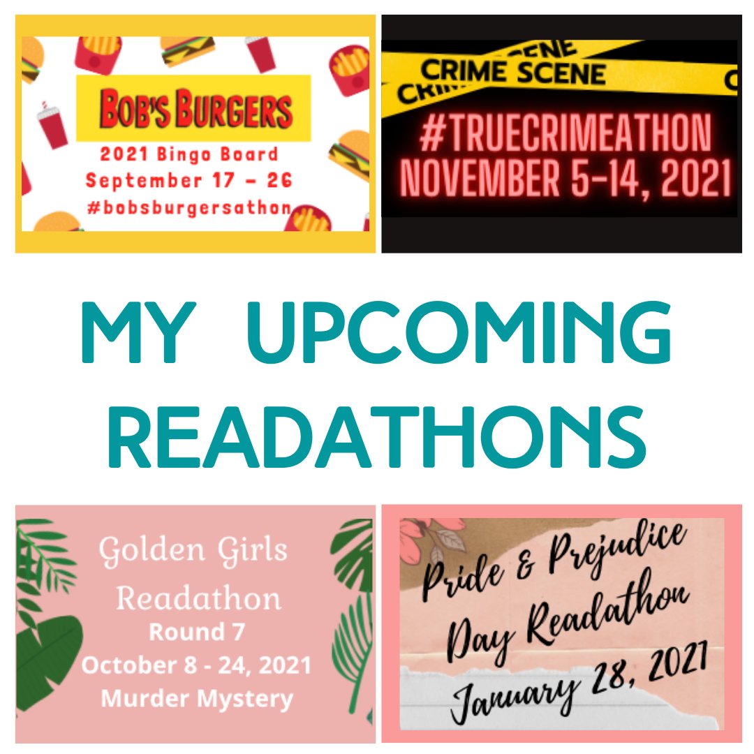 Save the dates for these upcoming readathons I'll be hosting!  
#readathon #readathons #bobsburgers #bobsburgersathon #truecrime #truecrimeathon #goldengirls #thegoldengirls #goldengirlsreadathon #prideandprejudice #prideandprejudiceday #booktube #booktwitter