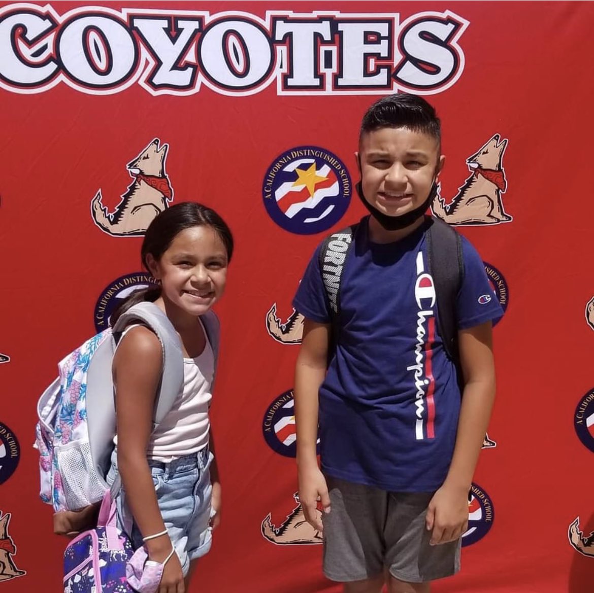 EchevarriaFor's tweet photo. Our little ones returned to school this week and it was so cool to see all staff members welcome them back (Joshua 6th grade &amp; Victoria 4th grade). After 17 months • these two finally have a curfew again!
#WelcomeBackToClass
#ContinueMakingUsProud
#DriveSafelyAroundOurSchools https://t.co/0URpggjUPu
