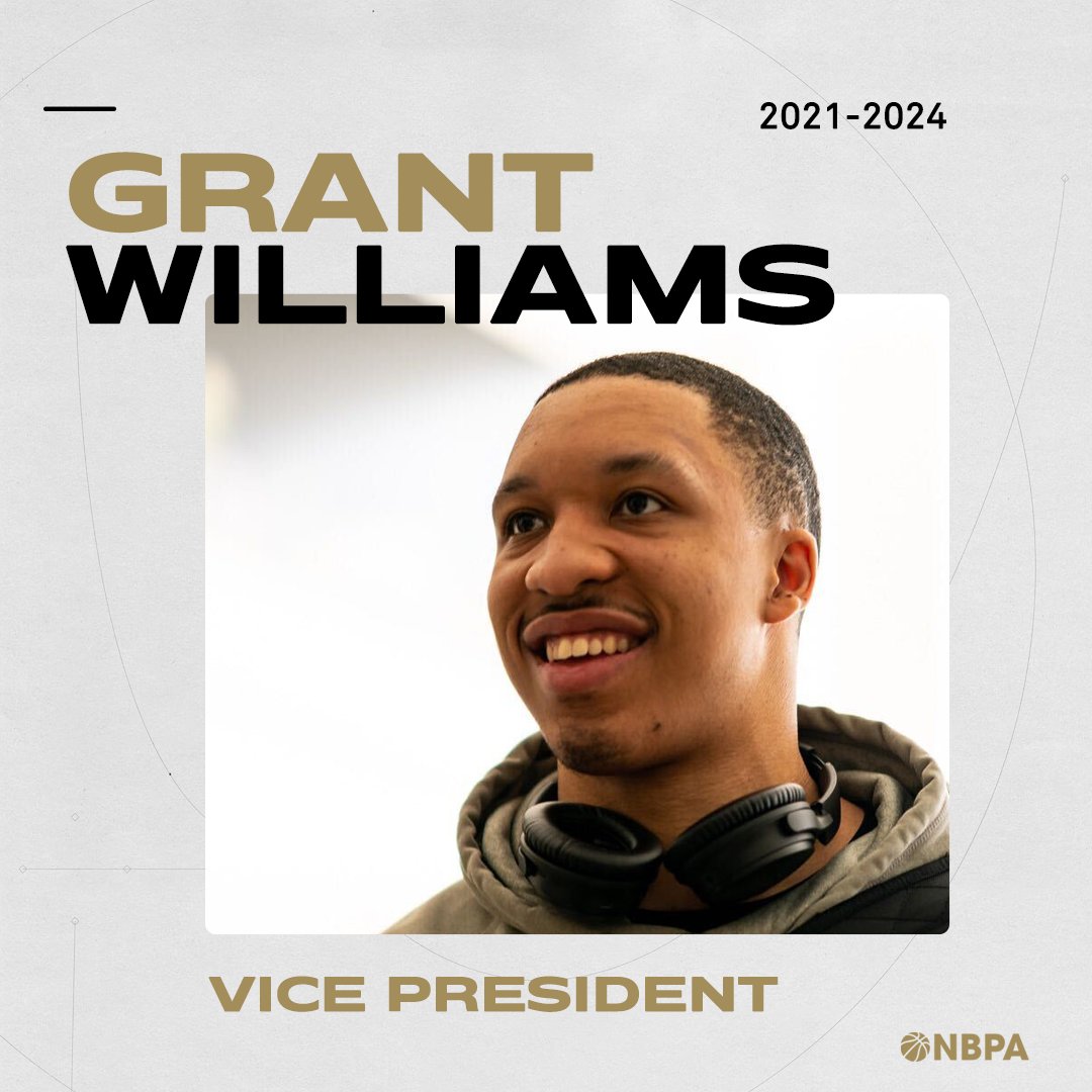 NBPA VP, @Grant2Will 

Grant Williams was voted by the players as the new Vice President of the NBPA at today’s Board of NBPA Player Representatives meeting and will begin his term as Vice President immediately. #WeAre450