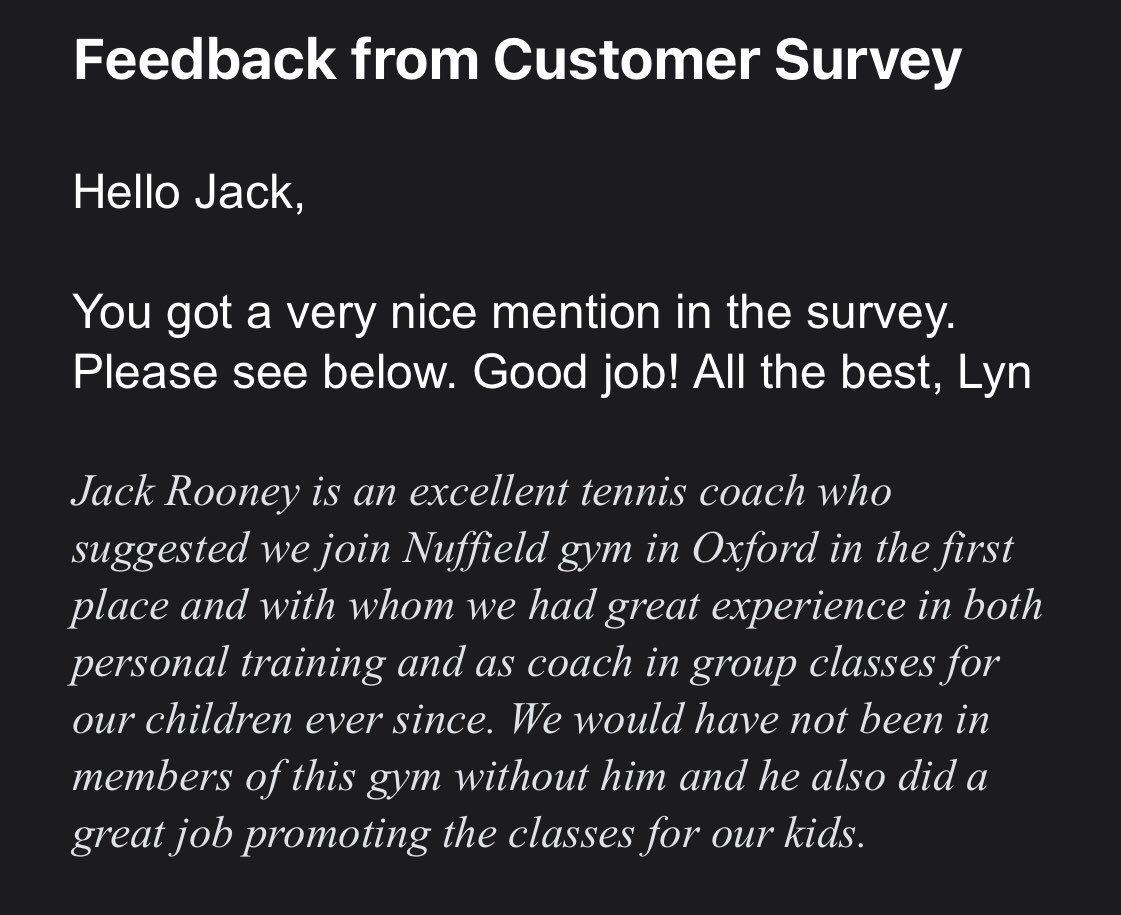 jackrooneyRTC's tweet photo. Hard work does pay off eventually @NuffieldHealth #nuffieldhealthoxfordshire #tenniscoach https://t.co/BW9fSA6zKJ