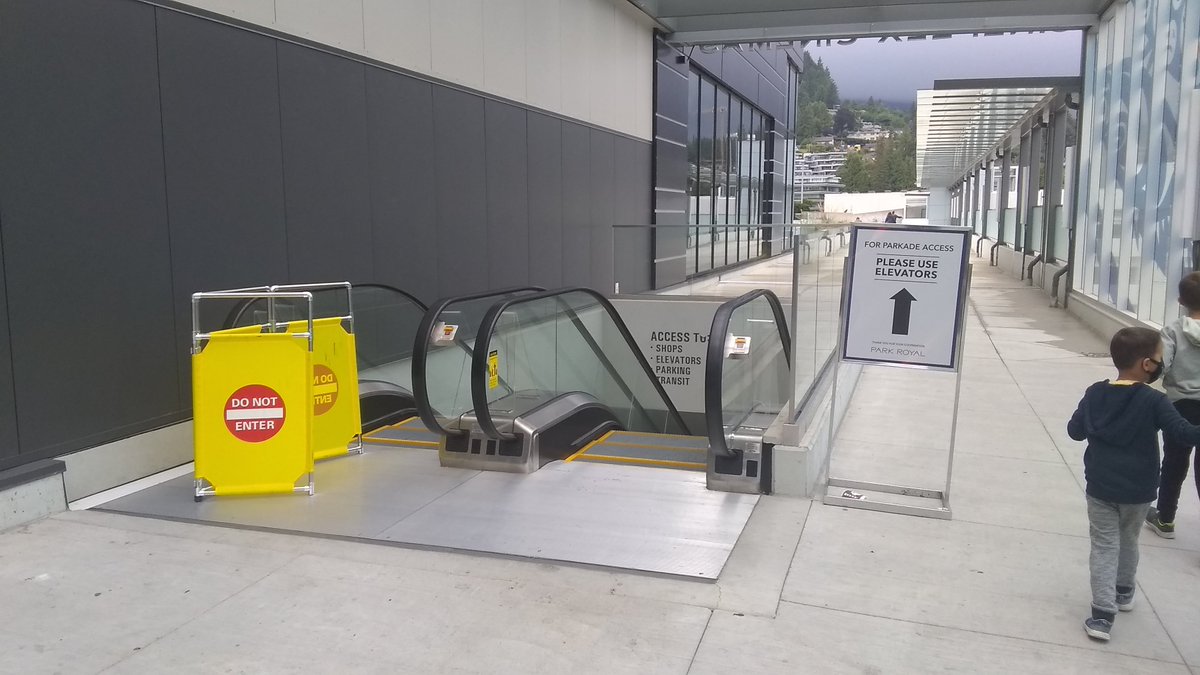 kschurmn's tweet photo. @parkroyal go see a movie but don't expect to go anywhere else. Where others may see stairs, Park Royal staff see an opportunity to make life miserable for all with barricades. https://t.co/OT1xBntE0t