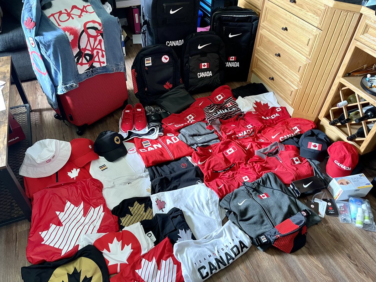 1 week away from departure and I’m set with all my #TeamCanada clothing! Thanks <a href="/CDNParalympics/">Canadian Paralympic Team</a> <a href="/hudsonsbay/">Hudson's Bay | La Baie d'Hudson</a> <a href="/UnderArmour/">Under Armour</a> <a href="/petrocanada/">Petro-Canada</a> <a href="/AthleticsCanada/">Athletics Canada</a> for all the amazing gear!! #teamcanadakit #LiveByTheLeaf #tocanadawithlove #HBstyle