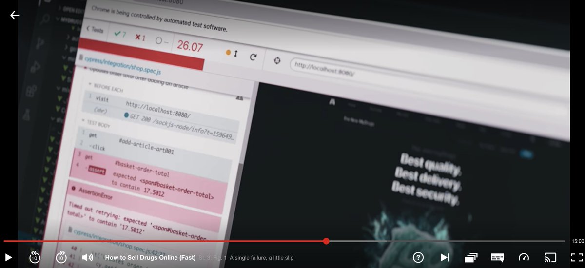 _jessicasachs's tweet image. 🤯Cypress + Vue is featured *ON A NETFLIX TV SHOW*  

It's a comedy called "How to sell drugs (fast)" and it has some of the most realistic depictions of webdev.

Season 3, Episode 1 @ 20:20 and once or twice before that.