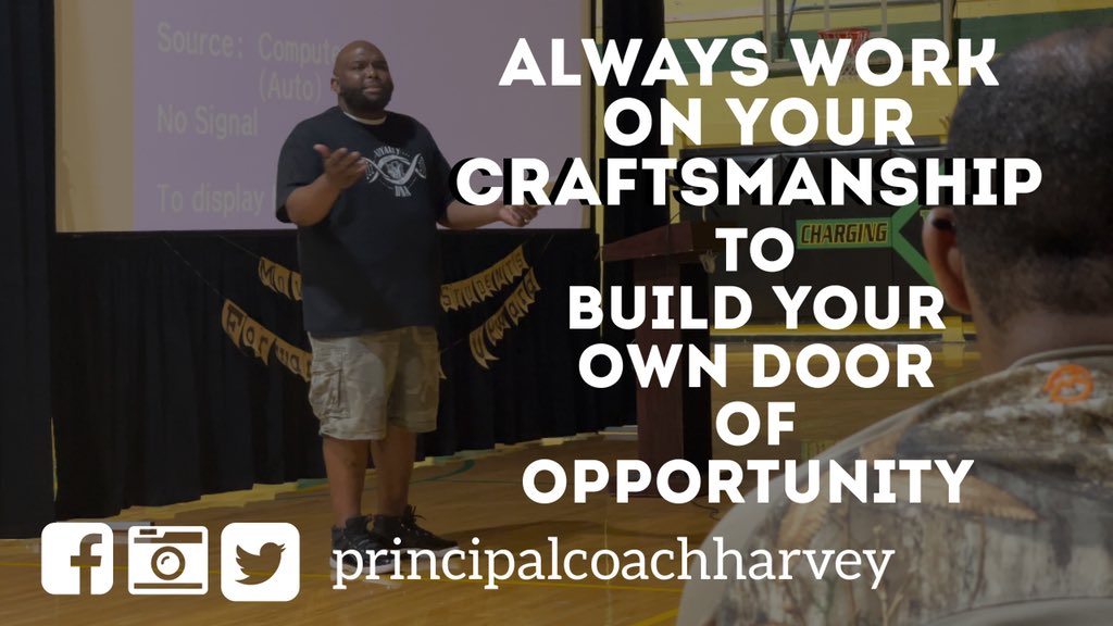 PrinCoachHarvey's tweet photo. No matter the situation, always continue working on your craftsmanship, that way if opportunity doesn’t knock you can always build your own door and open it yourself!
#shiftingmindset #craftsmanship #motivate #innovate #build #inspire #forwardonwardupward https://t.co/SR11icRdPK