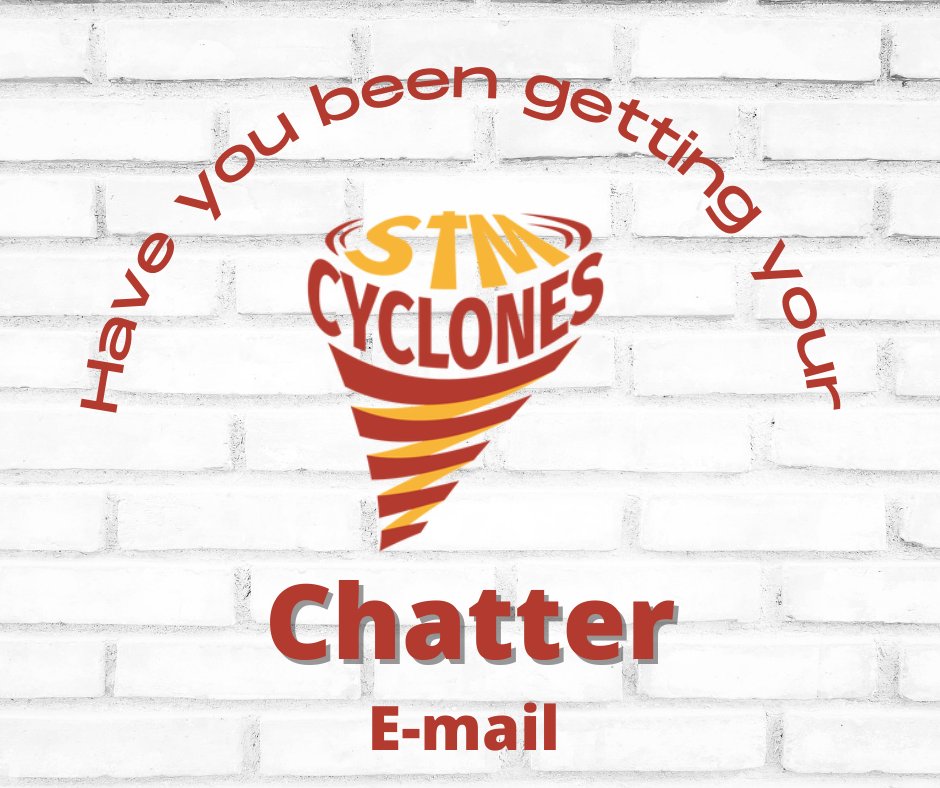 stmkcschool's tweet photo. If you are not aware of the STM Chatter e-mail, it comes out on Thursday and is full of information. 
If you have not been getting the STM Chatter, PLEASE check your junk e-mail. 
If you do not have it, please call the school on Monday or email prowell_amy@stmcyclones.org https://t.co/pJjRrxmL2r