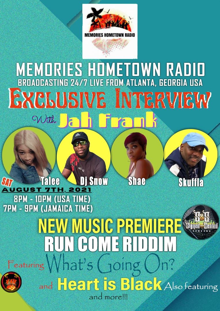 TALEEMUSIC's tweet photo. Looking forward to later, Atlanta Georgia🇺🇸 #interview with Jah Frank
Link in bio
 Saturday August 7, 2021 
8-10pm🇺🇸🇨🇦 7-9pm🇯🇲 ft Talee &amp; Shae and Dj Snow 'What's Going On'  and Skuffla, 'Heart is Black'💯🎶
https://t.co/KUJuRXdsOJ https://t.co/nxVEf40yTb