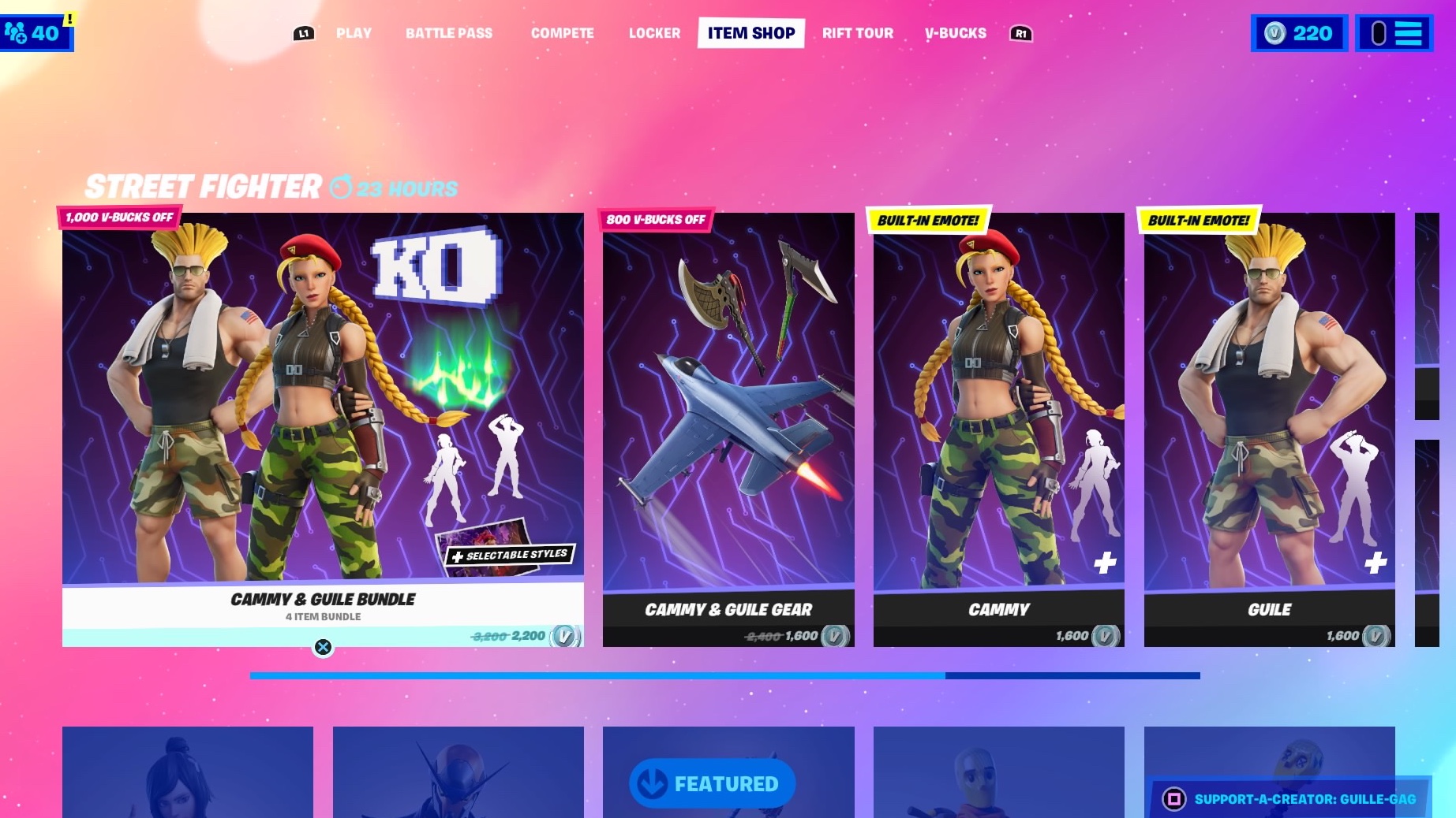 Street Fighter returns to the Fortnite Item Shop