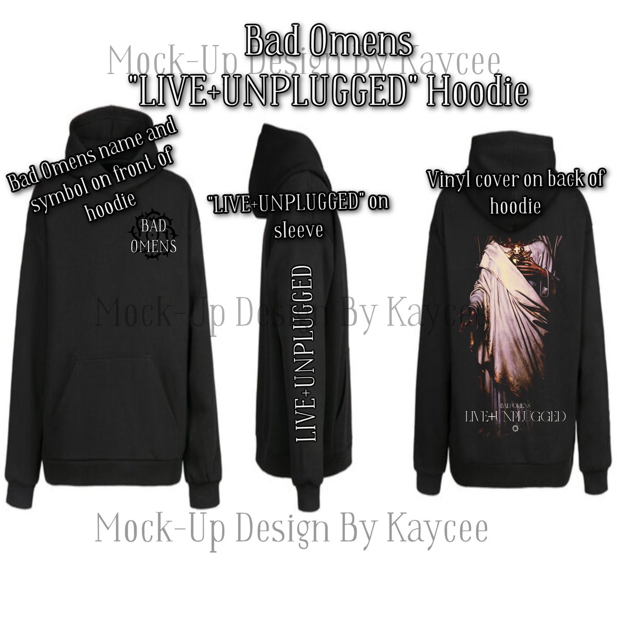 KayceeDoesArt's tweet photo. Mock-up hoodie designs for the band “Bad Omens” https://t.co/6VEw9qjpGp